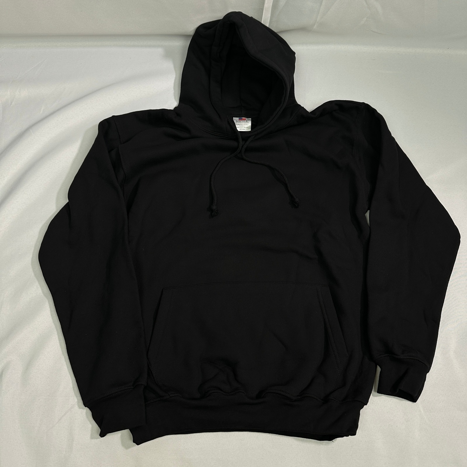 Bayside Usa Black Pullover Hoodie Med Teamsters Union Made 80/20 Heavyweight New